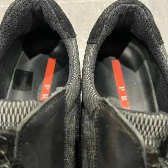 [38.5/US8.5]Vintage Prada Black Mixed Leather  Sneakers - Picture 3 of 11